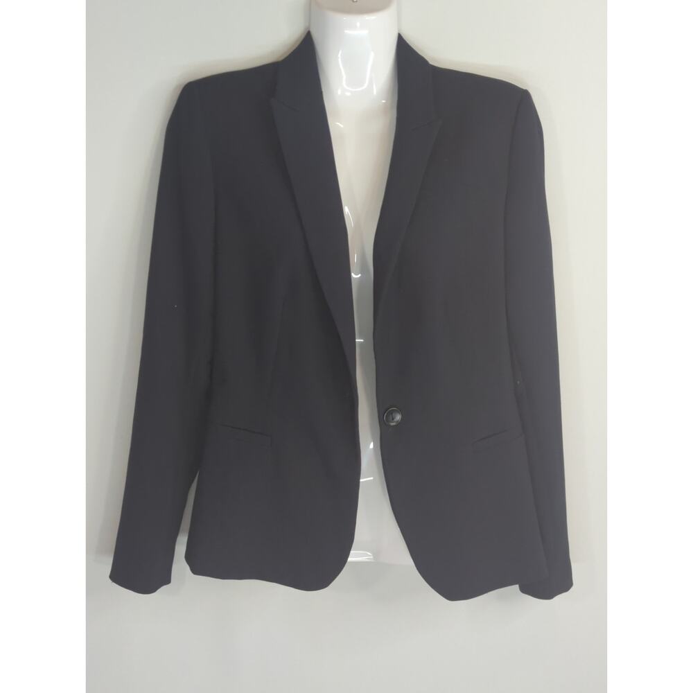 Zara‎ Basic Navy Blazer Women's Medium Single Breasted Preppy Demure Modest